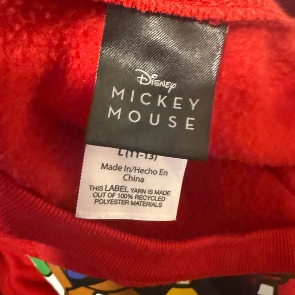 Disney Mickey Mouse Christmas Lights Red Sweatshirt Adult M/L (Tagged Youth L) - Picture 4 of 7